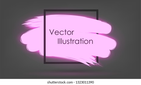 Brush-drawn luminous spot, template for text or headline and a square frame. Paint poster