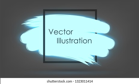 Brush-drawn luminous spot, template for text or headline and a square frame. Paint poster