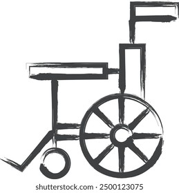 Brush-drawn medical-related single illustration wheelchair