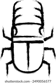 Brush-drawn mini insect illustration icon stag beetle