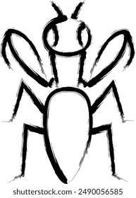 Brush-drawn mini insect illustration icon praying mantis