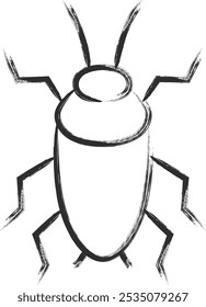 Brush-drawn mini insect single icon cockroach