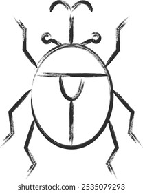 Mini insecto dibujado por pincel icono único escarabajo del rinoceronte