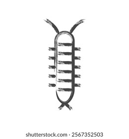 Brush-drawn mini insect single icon centipede