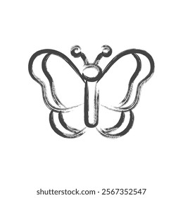 Brush-drawn mini insect single icon butterfly