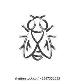 Brush-drawn mini insect single icon fly