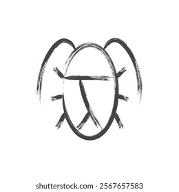 Brush-drawn mini insect single icon cockroach