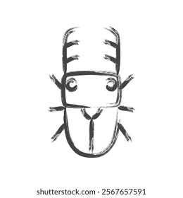 Brush-drawn mini insect single icon stag beetle