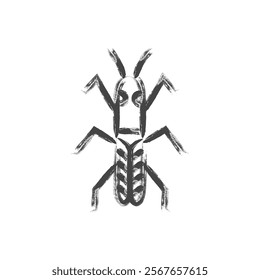 Brush-drawn mini insect single icon water strider