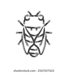 Brush-drawn mini insect single icon cicada