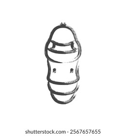 Brush-drawn mini insect single icon caterpillar