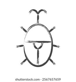 Brush-drawn mini insect single icon rhinoceros beetle