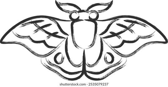 Brush-drawn mini insect single item icon moth