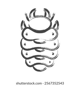 Brush-drawn mini insect single item icon larva