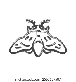 Brush-drawn mini insect single item icon Silkworm