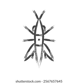 Brush-drawn mini insect single item icon: Scarlet grasshopper