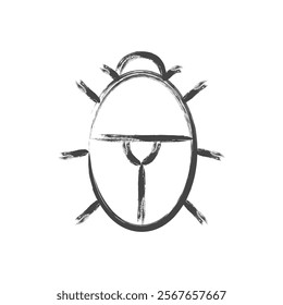 Brush-drawn mini insect single item icon Beetle female