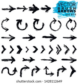 Brush-drawn set of arrows. Design element. Vector.
