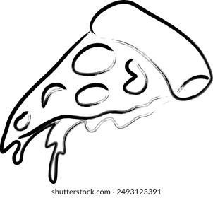 Brush-drawn single food illustration pizza