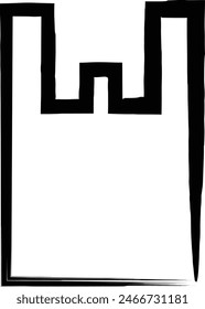 Brush-drawn single icon of items necessary for disaster prevention: Plastic bag