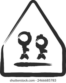 Brush-drawn single illustration of mini sign crosswalk