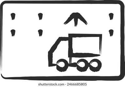 Brush-drawn single illustration of a mini sign: Highway traffic classification for towing vehicles on national highways