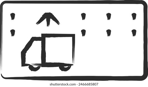 Brush-drawn single illustration of a mini sign - Traffic classification for a specific type of vehicle