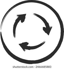 Brush-drawn single illustration of a mini sign: Clockwise traffic at a circular intersection