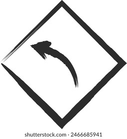 Brush-drawn single illustration of mini sign with bending