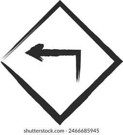 Brush-drawn single illustration of mini sign with bending