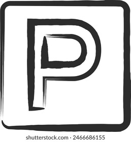Brush-drawn single illustration of mini sign Parking allowed