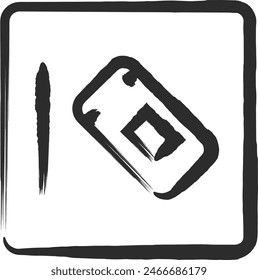 Brush-drawn single illustration of mini sign: diagonal parking