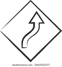 Brush-drawn single illustration of a simple sign with lateral and dorsal bends