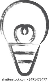 Brush-drawn single item illustration related to home appliances: light bulb