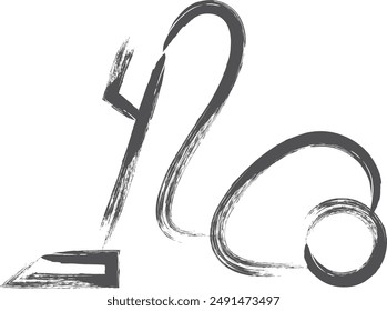 Brush-drawn single item illustration related to home appliances Vacuum cleaner
