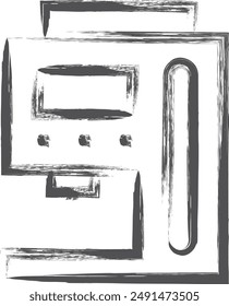 Brush-drawn single item illustration related to home appliances Coffee maker