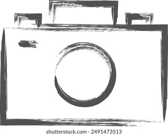 Brush-drawn single item illustration related to home appliances: camera