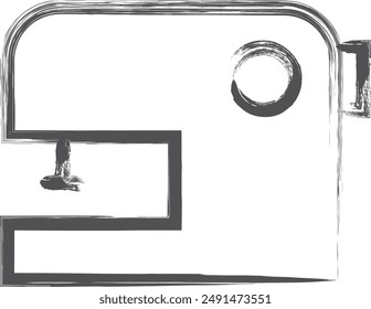 Brush-drawn single item illustration related to home appliances: Sewing machine