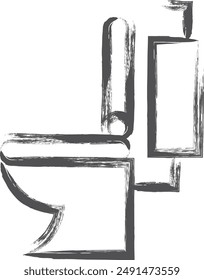 Brush-drawn single item illustration related to home appliances: Toilet