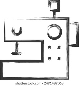 Brush-drawn single item illustrations related to daily necessities: Sewing machines