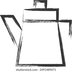 Brush-drawn single item illustrations related to daily necessities, pots