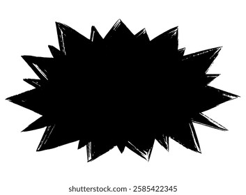 Brush-drawn spiky, jagged speech bubble
