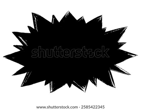 Brush-drawn spiky, jagged speech bubble
