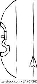 Brush-drawn sports equipment illustration archery