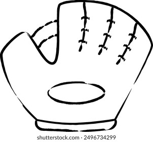 Brush-drawn sports equipment illustration baseball glove mitt