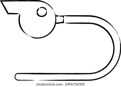 Brush-drawn sports equipment illustration whistle