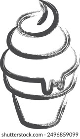 Brush-drawn sweets illustration soft serve ice cream