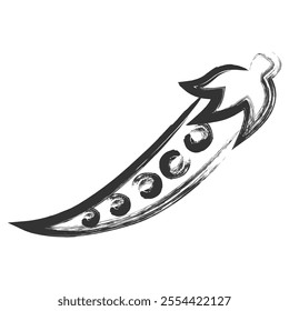 Brush-drawn vegetable single item icon snow pea