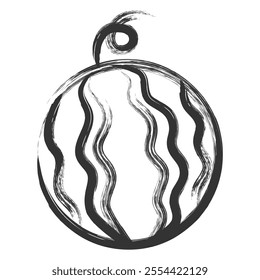 Brush-drawn vegetable single item icon watermelon