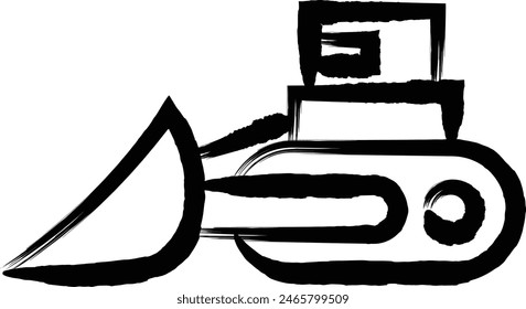 Brush-drawn vehicle icon illustration bulldozer